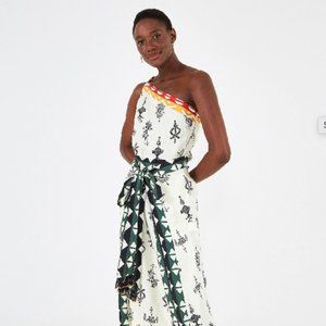 Farm Rio  x Alberto Pitta Stamp Linen Jumpsuit M